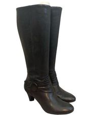 Naturalizer Women's N5 Comfort Black Bow Tie Knee High Leather Boots 7.5/8