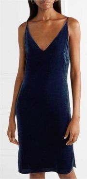 L'AGENCE Constance V Neck Slip Dress Velvet Blue Size XS NWT