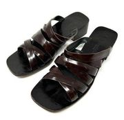 KENNETH COLE strappy leather slides, size 7.5, made in Brazil