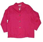 $138 New Christopher Calvin L Linen Jacket Top Lagenlook Flax Pink Shirt Blouse