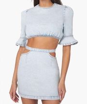 WEWOREWHAT Cut-Out Denim Mini Skirt. Size XS. New with Tags (NWT)!