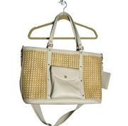 Rachel Zoe Palm Beach Oversized Carryall Rattan Faux Pebble Leather Tote Purse