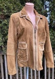 Size L The Territory Ahead Trimmed Leather Blazer Jacket Southwestern