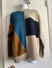 Sears Roebuck And Co Colorblock Sweater size large vintage