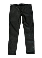 AG Coated Legging Ankle Jeans in Leatherette Super Black SZ. 31" EUC $265