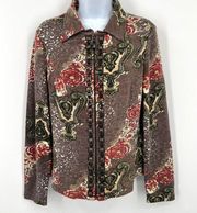 Alberto Makali Zip Up Cardigan with gold and metal accents Size L