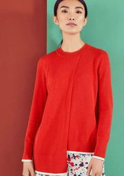 GINATI Crossover Knit Jumper Organic Cotton Blend Red/Orange Sweater 2