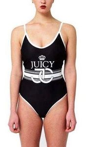 Juicy Couture Logo Placement Black/White One Piece Swimsuit Sz M
