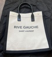 RIVE GAUCHE N/S SHOPPING BAG IN LINEN AND COTTON