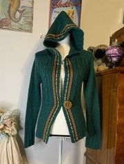 Lulumari Green Wool Cardigan Sweater