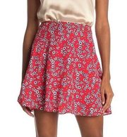 Red Skater Skirt White & Blue Floral L