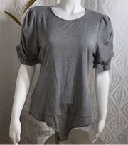 BCBG| Ruched Short Sleeve Bodysuit Gray