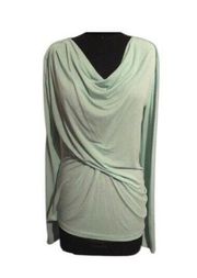 Colosseum Draped Front Tee shirt women's sz large green long sleeve lightweight