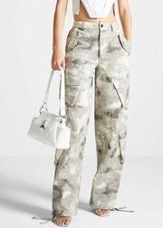 Maniere De Voir High Waisted Camo Cargo Pants