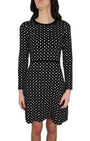 Maison Jules Knit Sweater Dress Long Sleeve Polka Dot Geometric Dress Medium