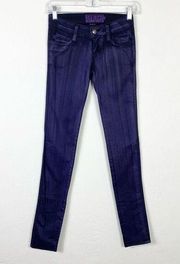 Vintage Y2K Tripp NYC Dark Purple & Black Wash Low Rise Skinny Jeans Size 0