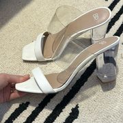 Nordstrom BP Nola Sandal White with Clear Heel Size 11