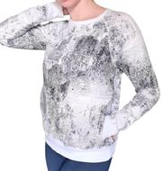 Lucy Activewear White Gray Splatter Blizzard Print long sleeve pocket sweatshirt