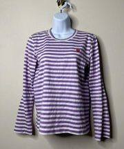 PLAY Comme Des Garçons Purple/White Striped Long Sleeve Shirt Women's Medium