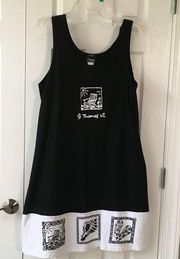 NWOT POPULAR SPORTS ST. THOMAS PULLOVER DRESS SIZE XL, BLACK & WHITE SLEEVELESS