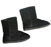 BEARPAW 430U Dorado Unisex Black Suede Leather Wool Lining Short Boot Sz US 7/8