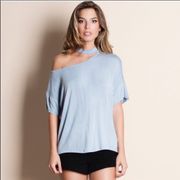 Sweet Claire Choker Off the Shoulder Tee Size Small