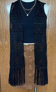 Eyeshadow Black Boho Fringe Vest Size L