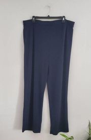 Susan Graver Navy Blue Wide Leg Pocketed Lounge Pants XL