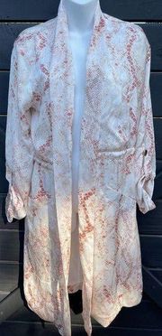 Cupcakes and Cashmere Long Jacket Robe Satin Snakeskin Print Women's Medium NWOT