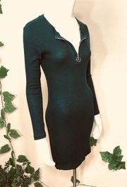 Heart Hips Green Sweater Henley Dress