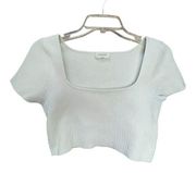 Aritzia Babaton Sculpt Knit Square neck Cropped Short Sleeve White Large