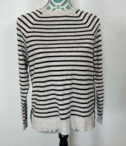 Vineyard Vines Striped Zipback Crewneck Sweater XS gray & black