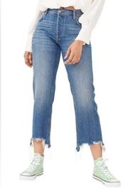 We the Free Maggie Mid Rise Straight Leg Jeans Sz. 26 Frayed Raw Hem