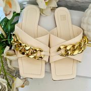 Faux Leather Chain Sandals