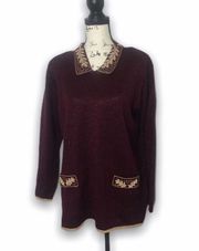 maroon bead vintage sweater