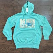 Hoodie Sweatshirt Big Horn Mountain Stitched Lettering Buffalo Size Medium New