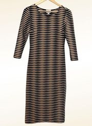 Beige by Eci Stretch Dress Textured‎ Sheath Black Midi Cocktail Party Bodycon