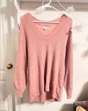 American Eagle  Outfitters V Neck Waffle Knit Sweater Pink