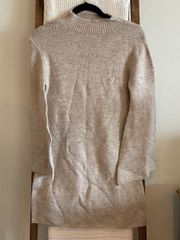 NWOT  cream flare long sleeve mock-neck knit dress