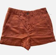 Bella Dahl Sedona Rolled Cuff Linen-Blend Utility Shorts Size 28 NWT