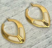 Trina Turk gold tone and white hoop earrings