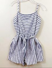 C&C California Linen Striped Navy/White Romper