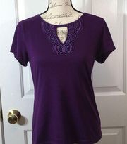 A9-Dana Buchman small purple t shirt with beading