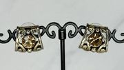 Chico's Gold Tone Rhinestone Studded Post Earrings Pierced Pair