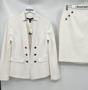 White House | Black Market  Ecru White Jacket & Skirt Suit Two Piece Set Size 10