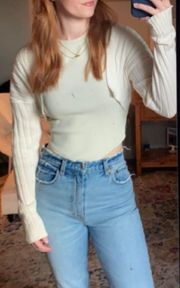 Cream Bolero Arm Crop Sweater