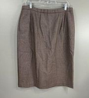 Pendleton 100% Virgin Wool Brown Knee Length Midi Skirt Career Size 16