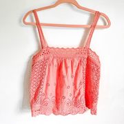 Coco + Jaimeson Pink Eyelet Embroidered Cropped Cami Top sz Small