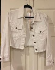 Cropped White Denim Jacket - Small