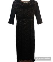 Roolee Black Lace Nude Sheath Dress Event Size XS